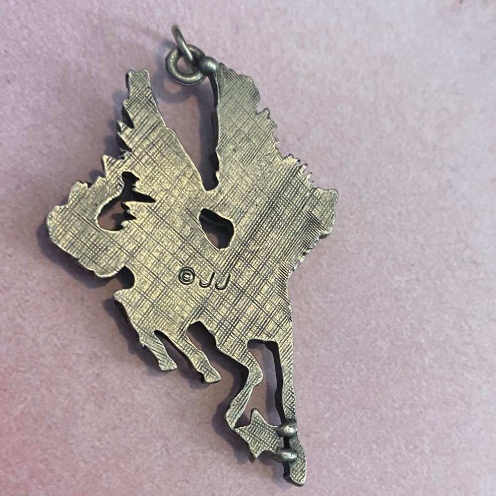 RARE JJ Pewter Pegasus Pendant - Picture 2 of 3